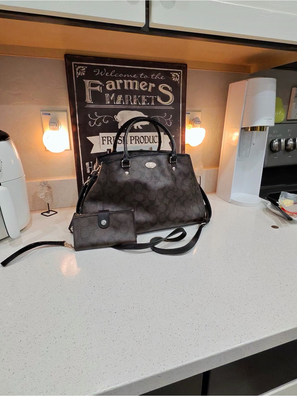 Coach Brown Signature Satchel with Matching Wallet